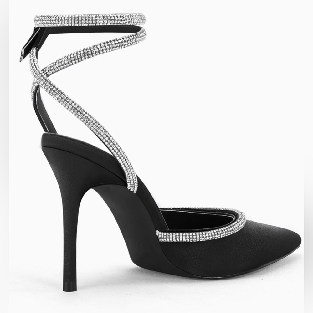 Women’s Rhinestone Stiletto Pointy Toe Kitten Heel Faux Suede Wedding Party Shoe